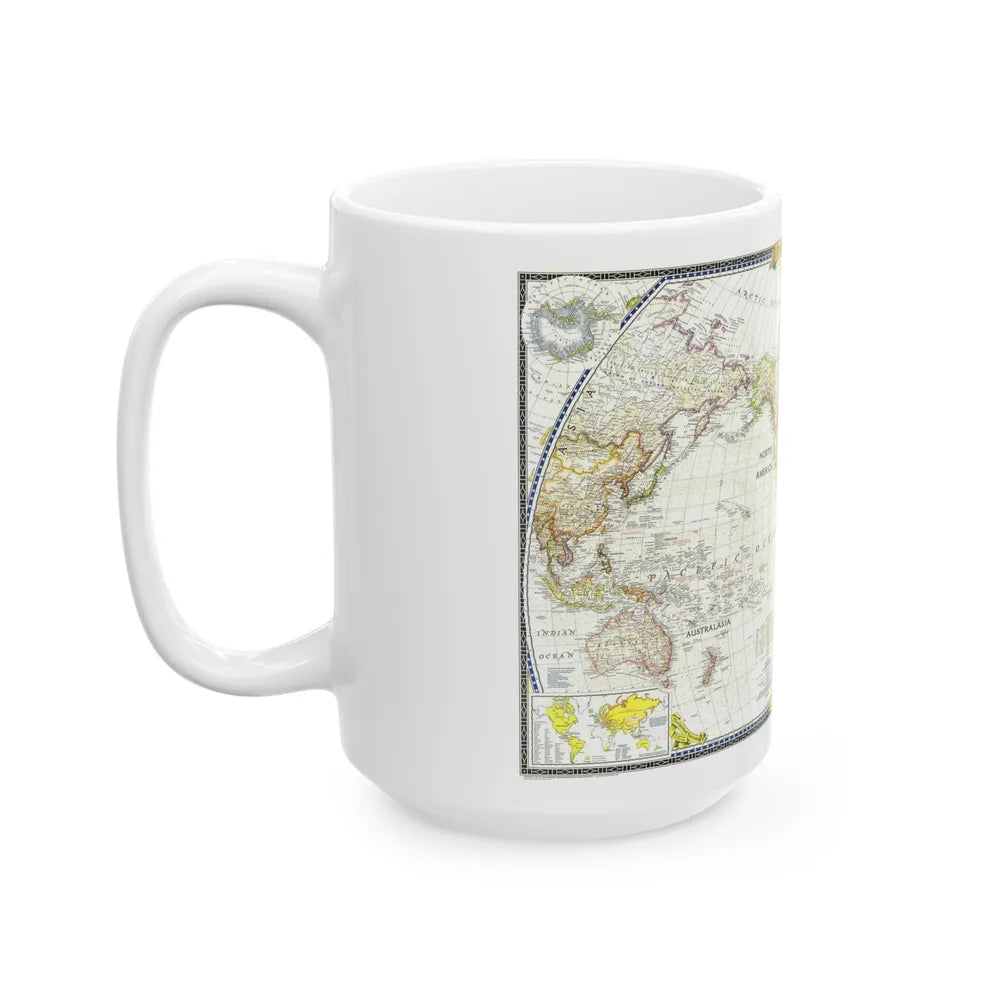 World Map (1951) (Map) White Coffee Mug-Go Mug Yourself