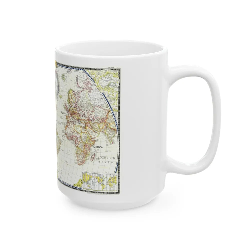 World Map (1951) (Map) White Coffee Mug-Go Mug Yourself