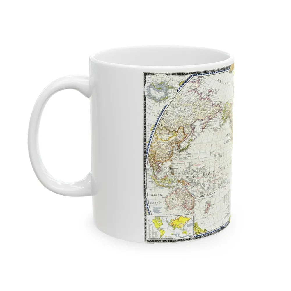 World Map (1951) (Map) White Coffee Mug-Go Mug Yourself