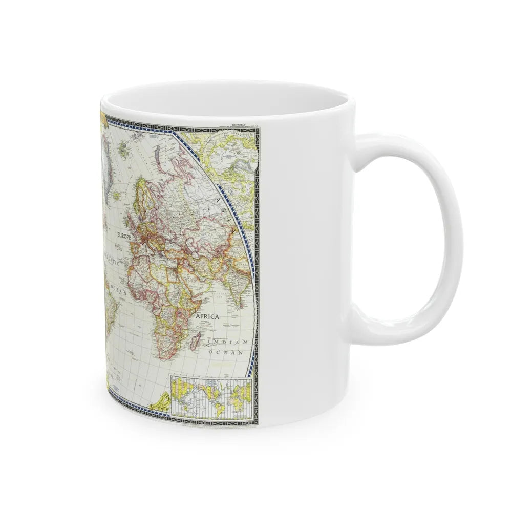 World Map (1951) (Map) White Coffee Mug-Go Mug Yourself