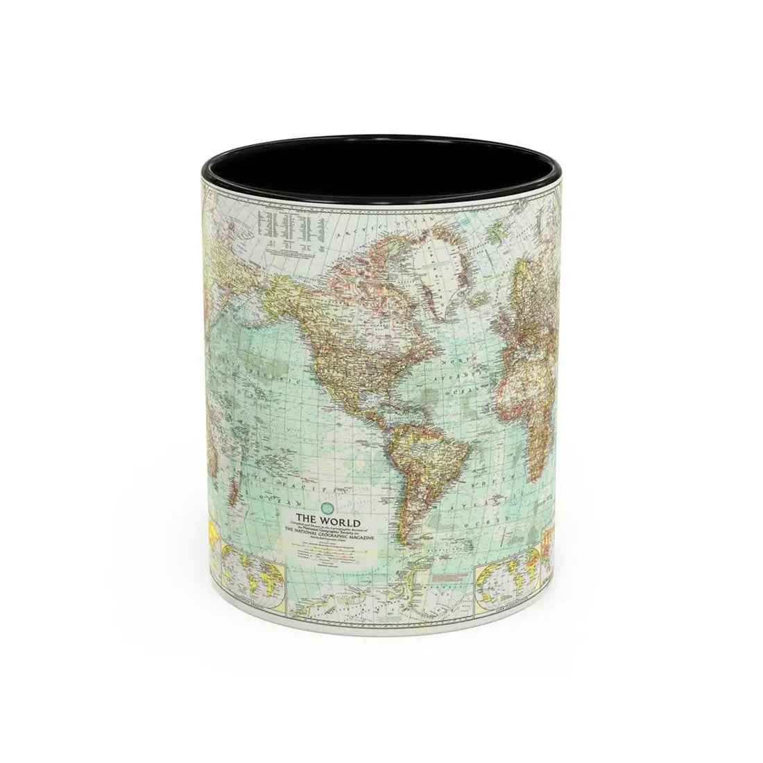 World Map (1957) (Map) Accent Coffee Mug 11oz Black - Go Mug Yourself