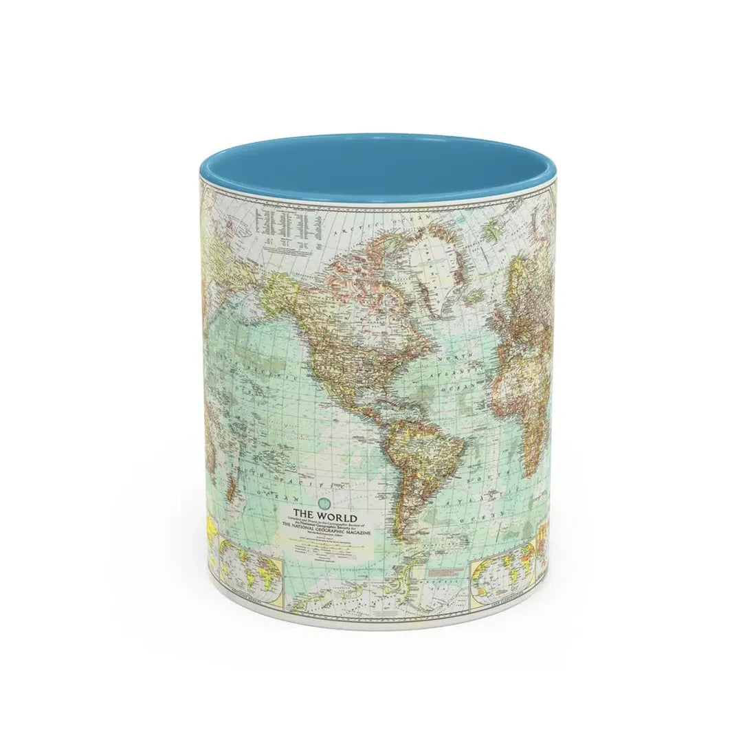 World Map (1957) (Map) Accent Coffee Mug 11oz Light Blue - Go Mug Yourself