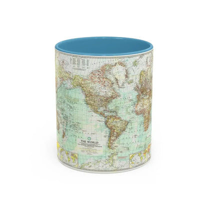 World Map (1957) (Map) Accent Coffee Mug 11oz Light Blue - Go Mug Yourself