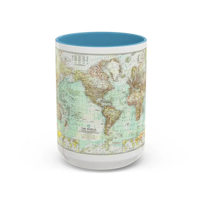 World Map (1957) (Map) Accent Coffee Mug 15oz Light Blue - Go Mug Yourself