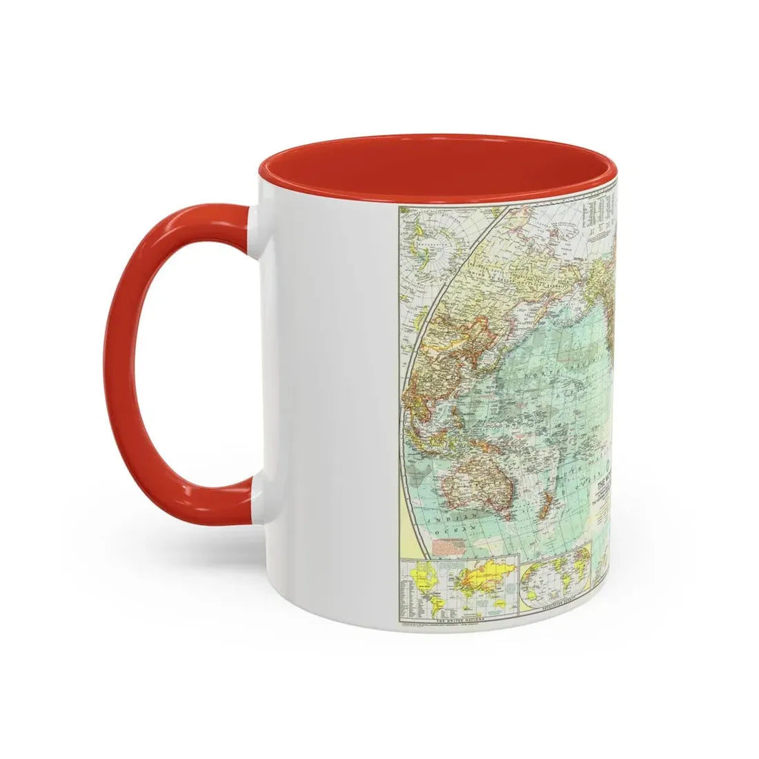 World Map (1957) (Map) Accent Coffee Mug - Go Mug Yourself