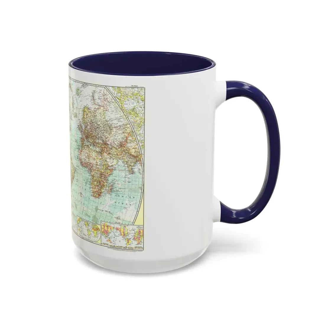 World Map (1957) (Map) Accent Coffee Mug - Go Mug Yourself