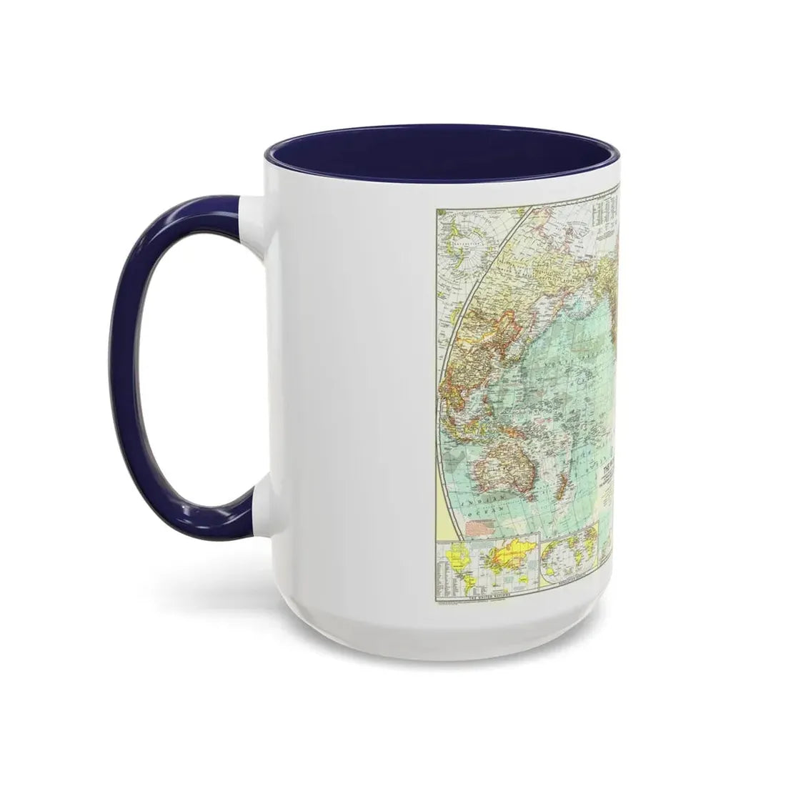 World Map (1957) (Map) Accent Coffee Mug - Go Mug Yourself