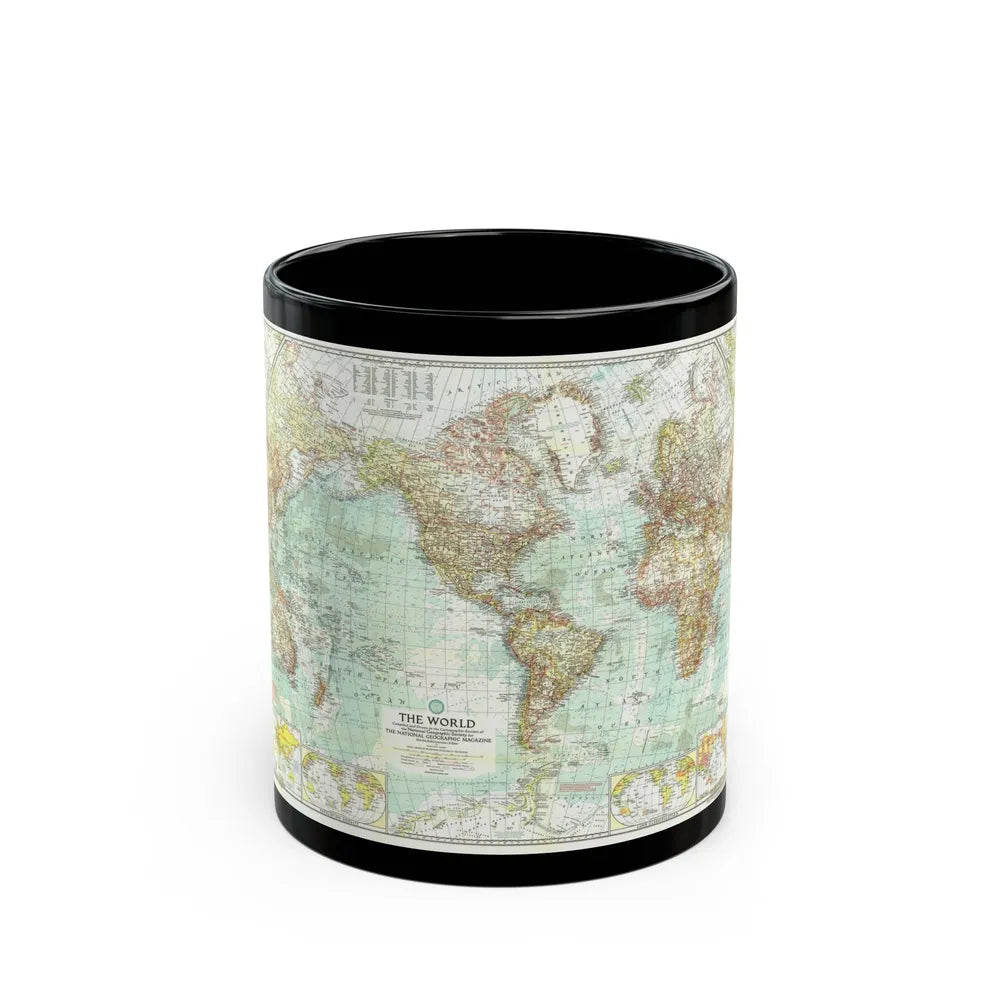 World Map (1957) (Map) Black Coffee Mug-11oz-Go Mug Yourself