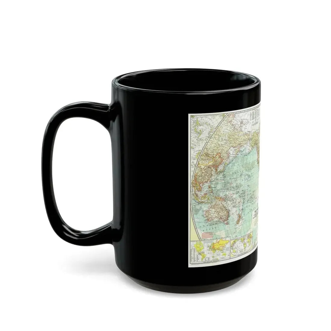 World Map (1957) (Map) Black Coffee Mug - Go Mug Yourself