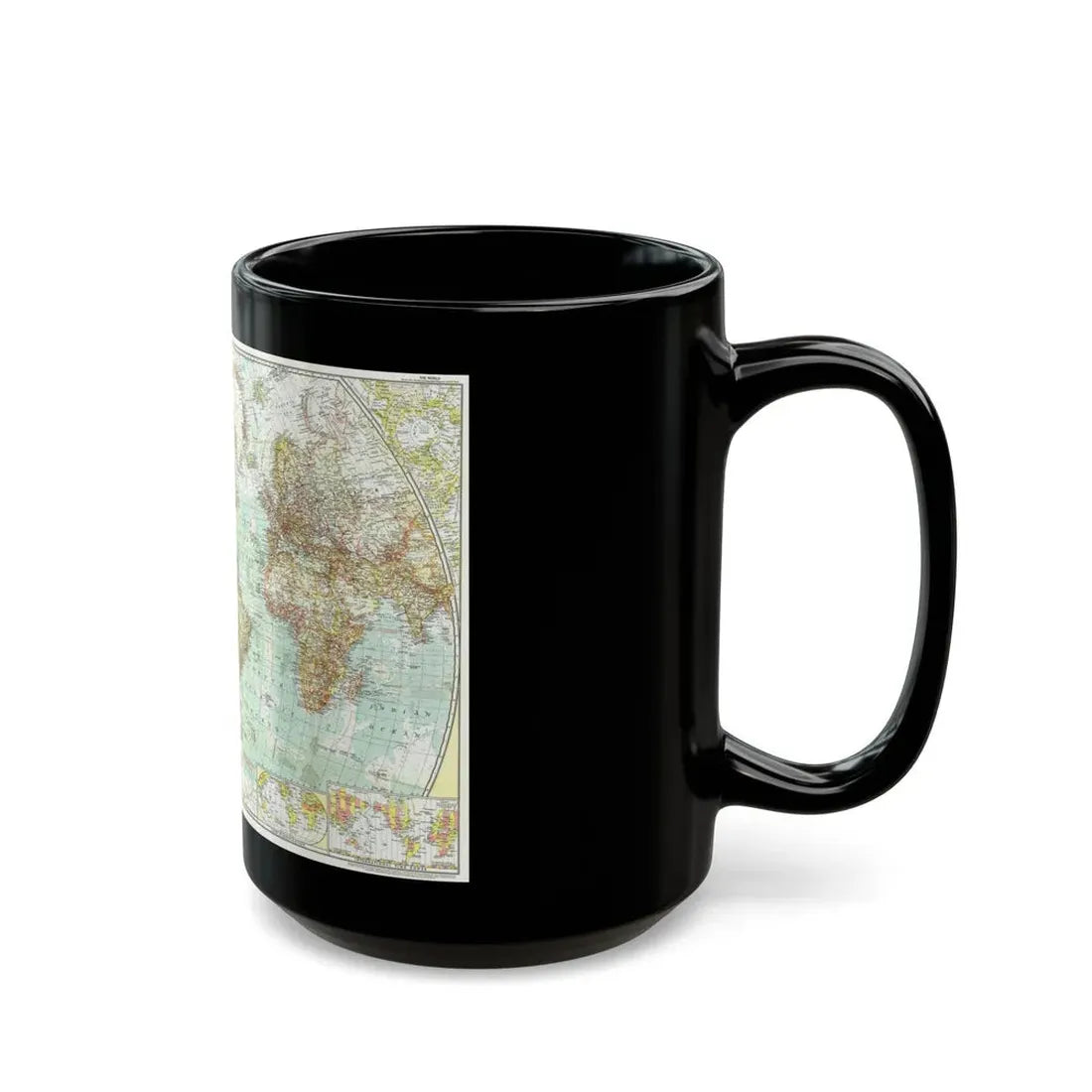 World Map (1957) (Map) Black Coffee Mug - Go Mug Yourself