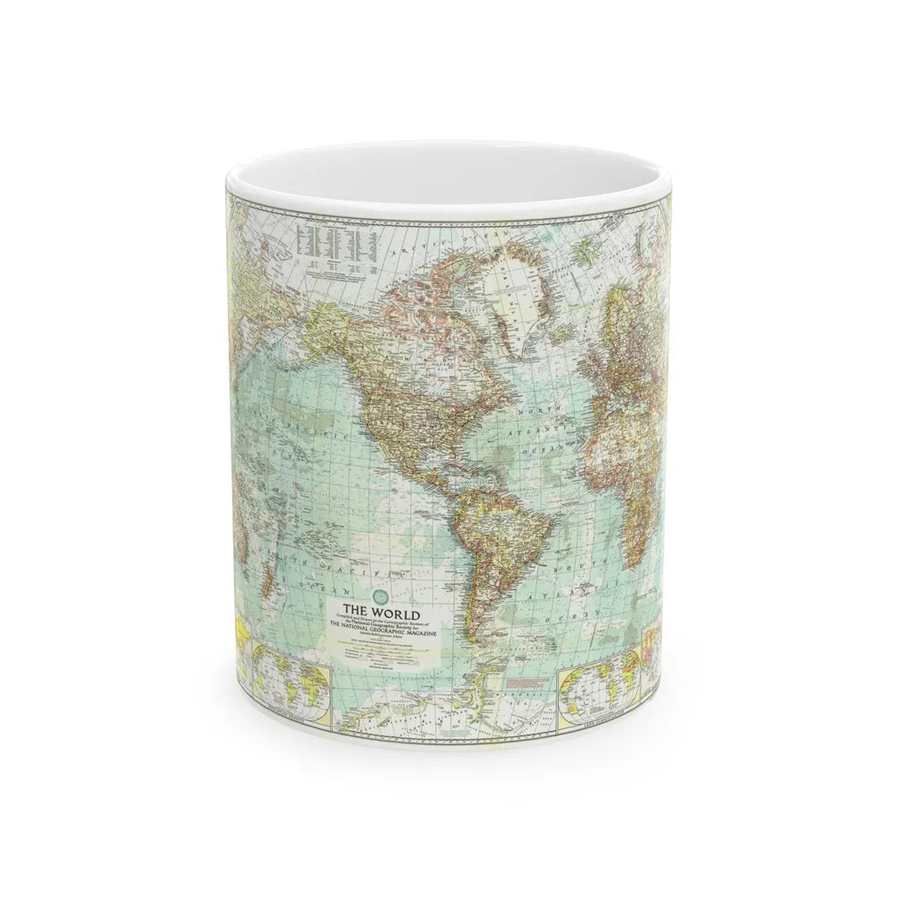 World Map (1957) (Map) White Coffee Mug-11oz-Go Mug Yourself