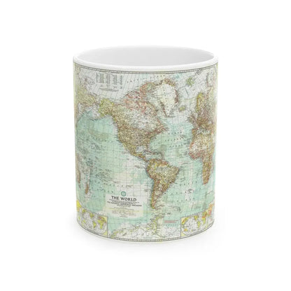 World Map (1957) (Map) White Coffee Mug 11oz - Go Mug Yourself
