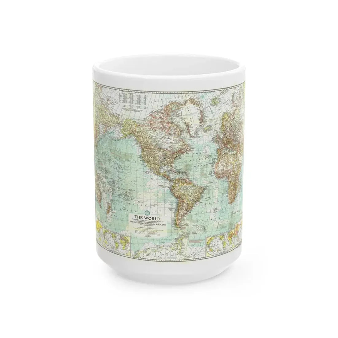 World Map (1957) (Map) White Coffee Mug 15oz - Go Mug Yourself