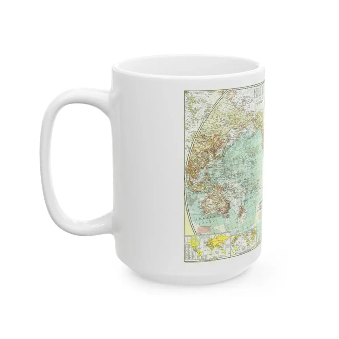 World Map (1957) (Map) White Coffee Mug - Go Mug Yourself