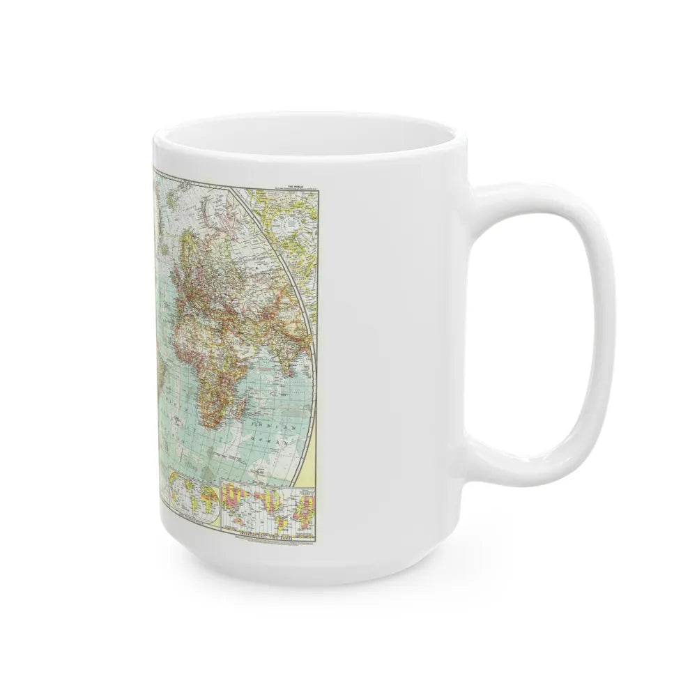 World Map (1957) (Map) White Coffee Mug-Go Mug Yourself