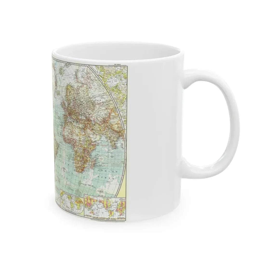 World Map (1957) (Map) White Coffee Mug - Go Mug Yourself