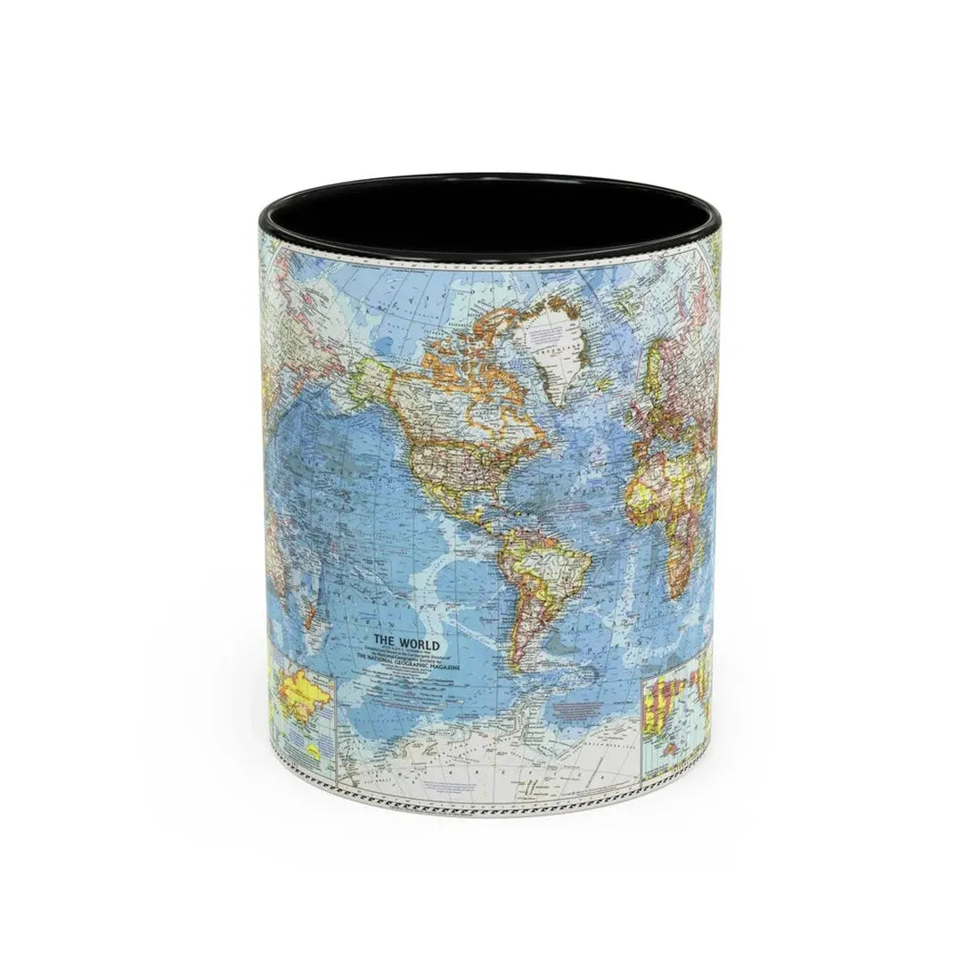 World Map (1960) (Map) Accent Coffee Mug 11oz Black - Go Mug Yourself