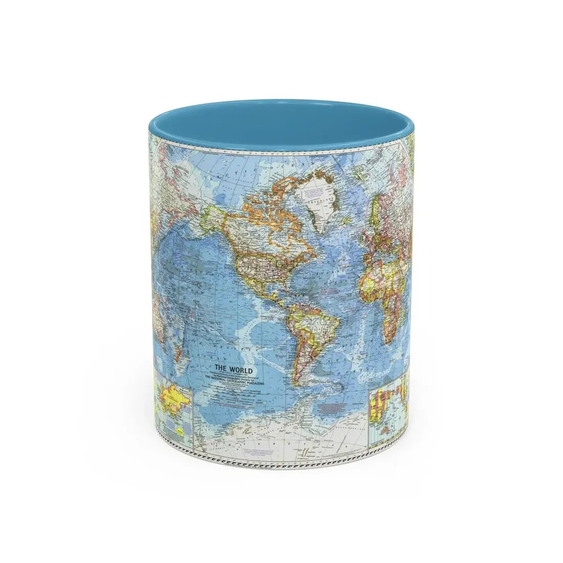 World Map (1960) (Map) Accent Coffee Mug 11oz Light Blue - Go Mug Yourself