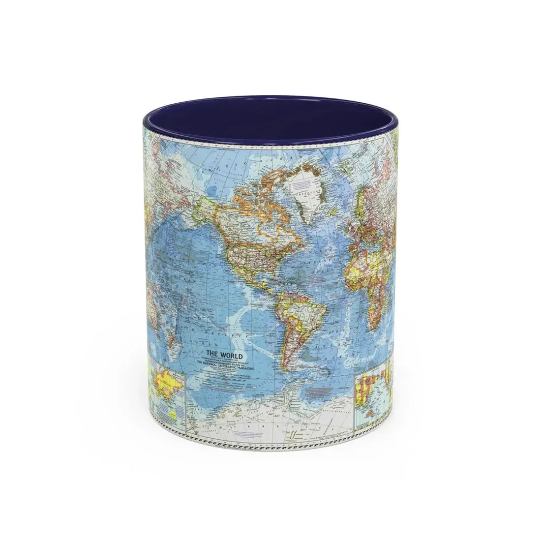 World Map (1960) (Map) Accent Coffee Mug 11oz Navy - Go Mug Yourself