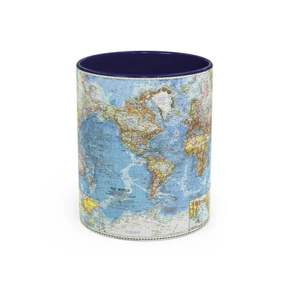 World Map (1960) (Map) Accent Coffee Mug 11oz Navy - Go Mug Yourself