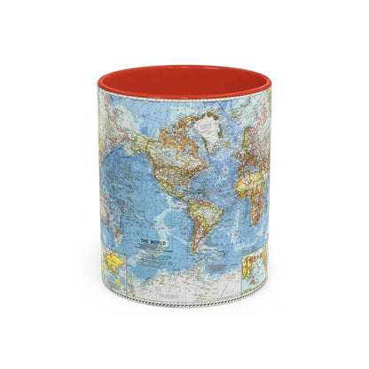 World Map (1960) (Map) Accent Coffee Mug 11oz Red - Go Mug Yourself