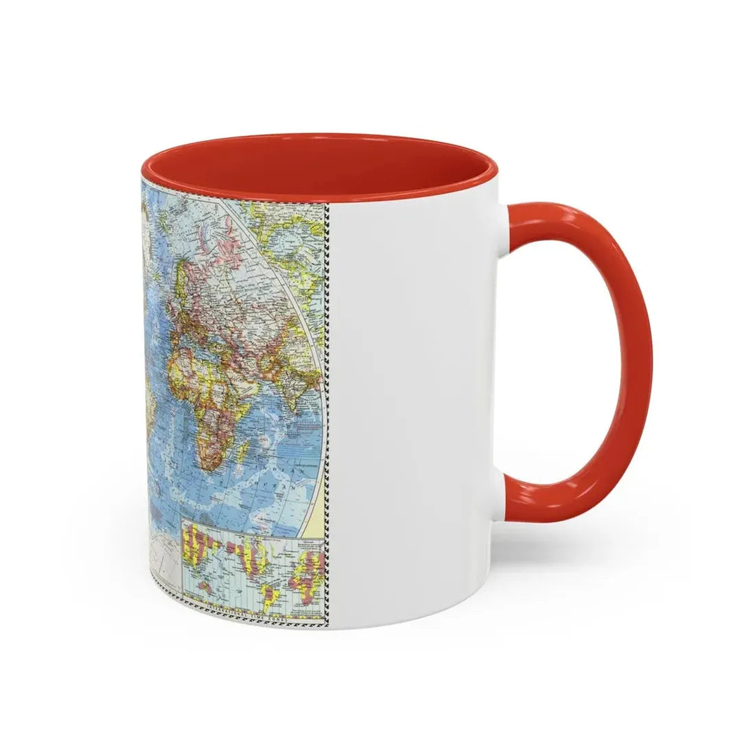 World Map (1960) (Map) Accent Coffee Mug - Go Mug Yourself