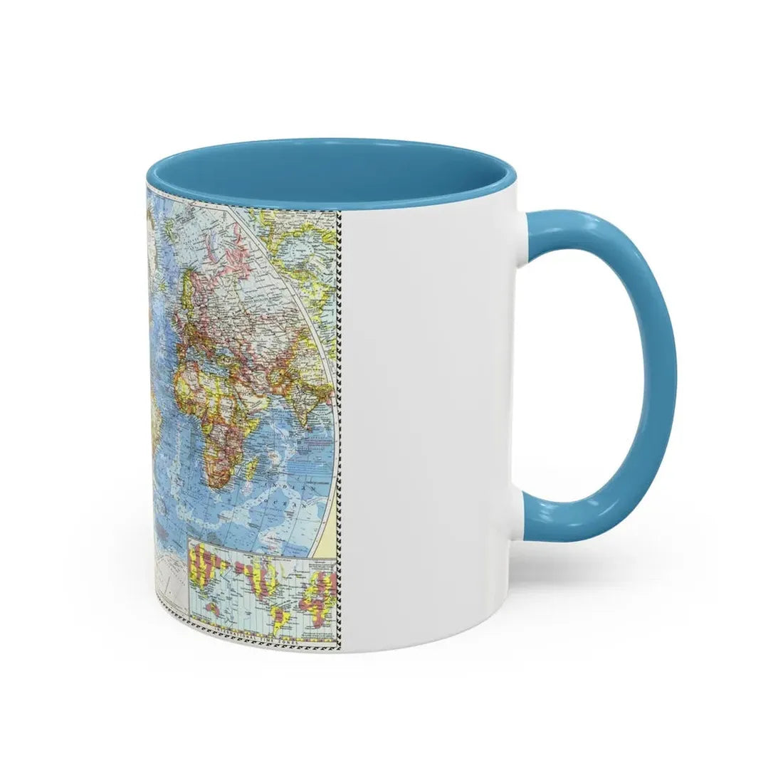 World Map (1960) (Map) Accent Coffee Mug - Go Mug Yourself