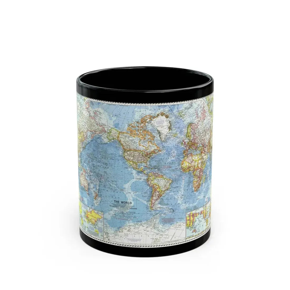 World Map (1960) (Map) Black Coffee Mug 11oz - Go Mug Yourself