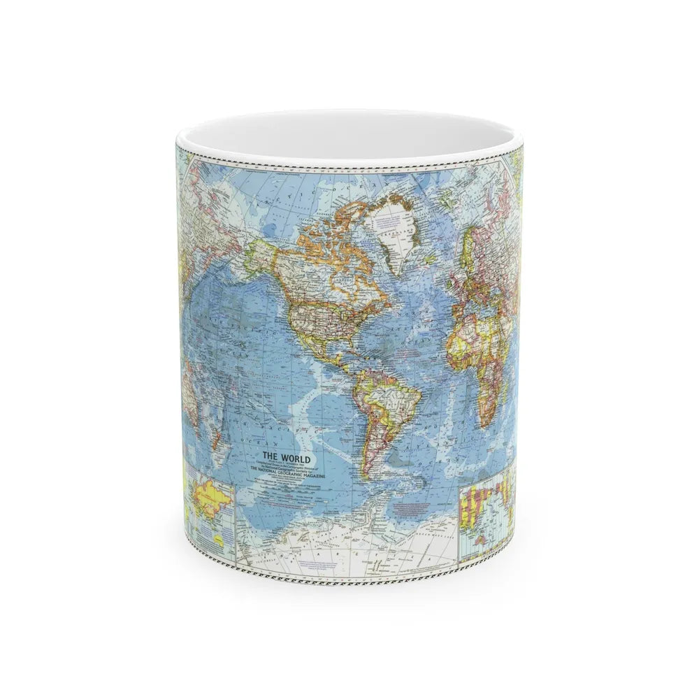 World Map (1960) (Map) White Coffee Mug-11oz-Go Mug Yourself