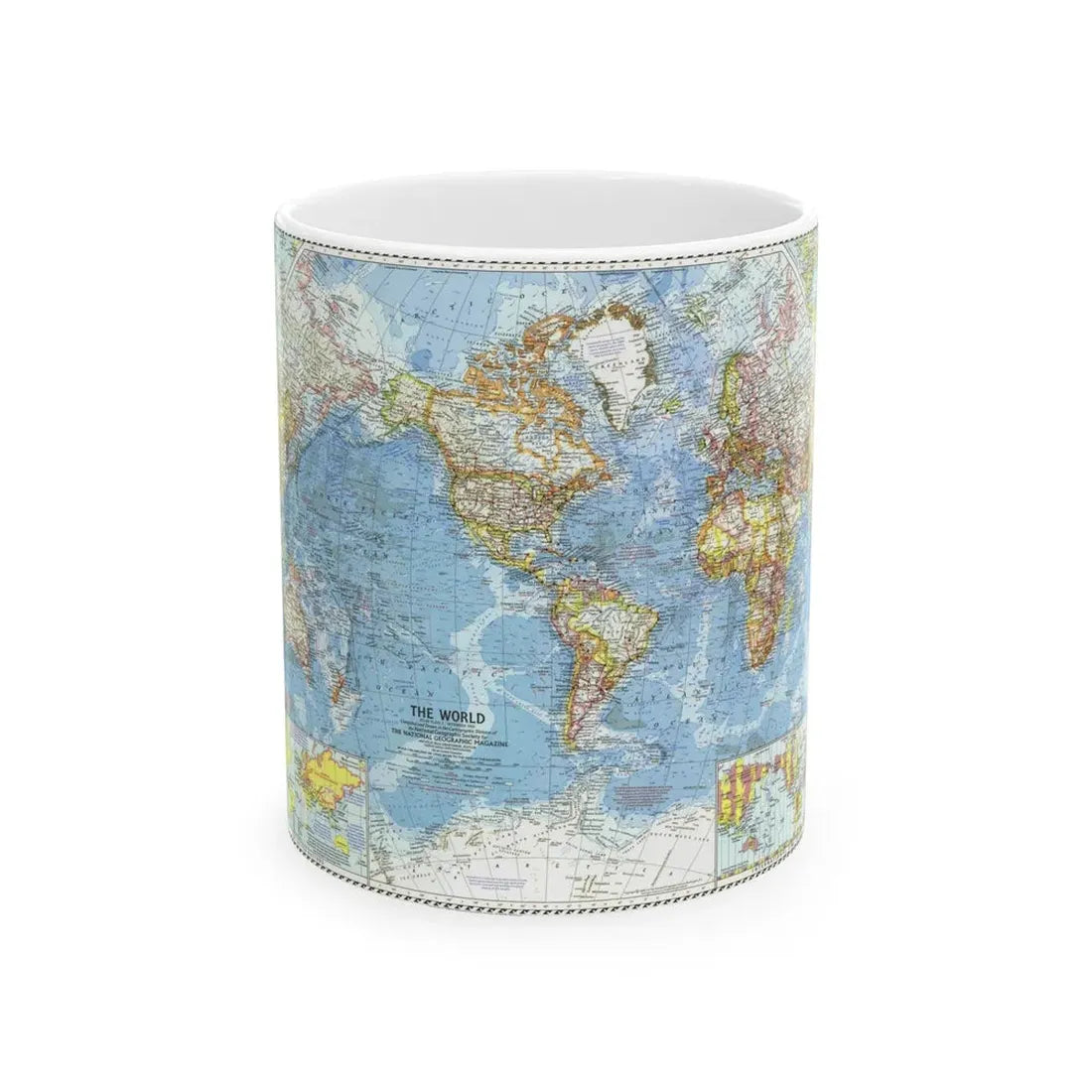 World Map (1960) (Map) White Coffee Mug 11oz - Go Mug Yourself