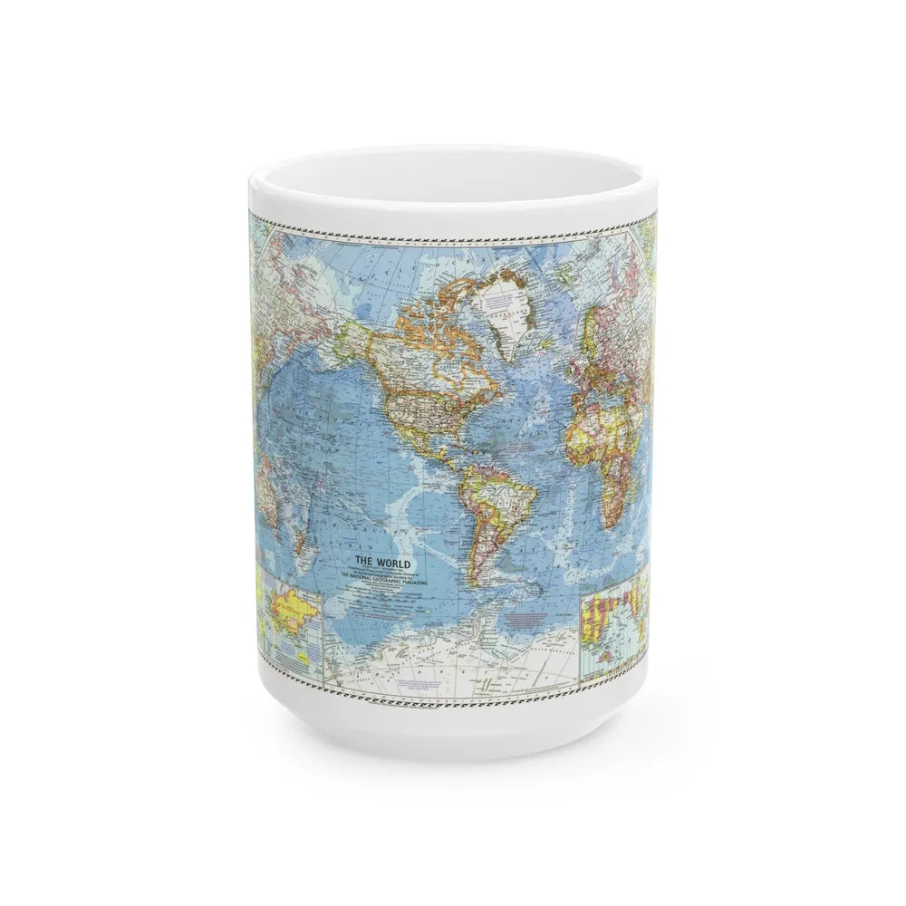 World Map (1960) (Map) White Coffee Mug-15oz-Go Mug Yourself