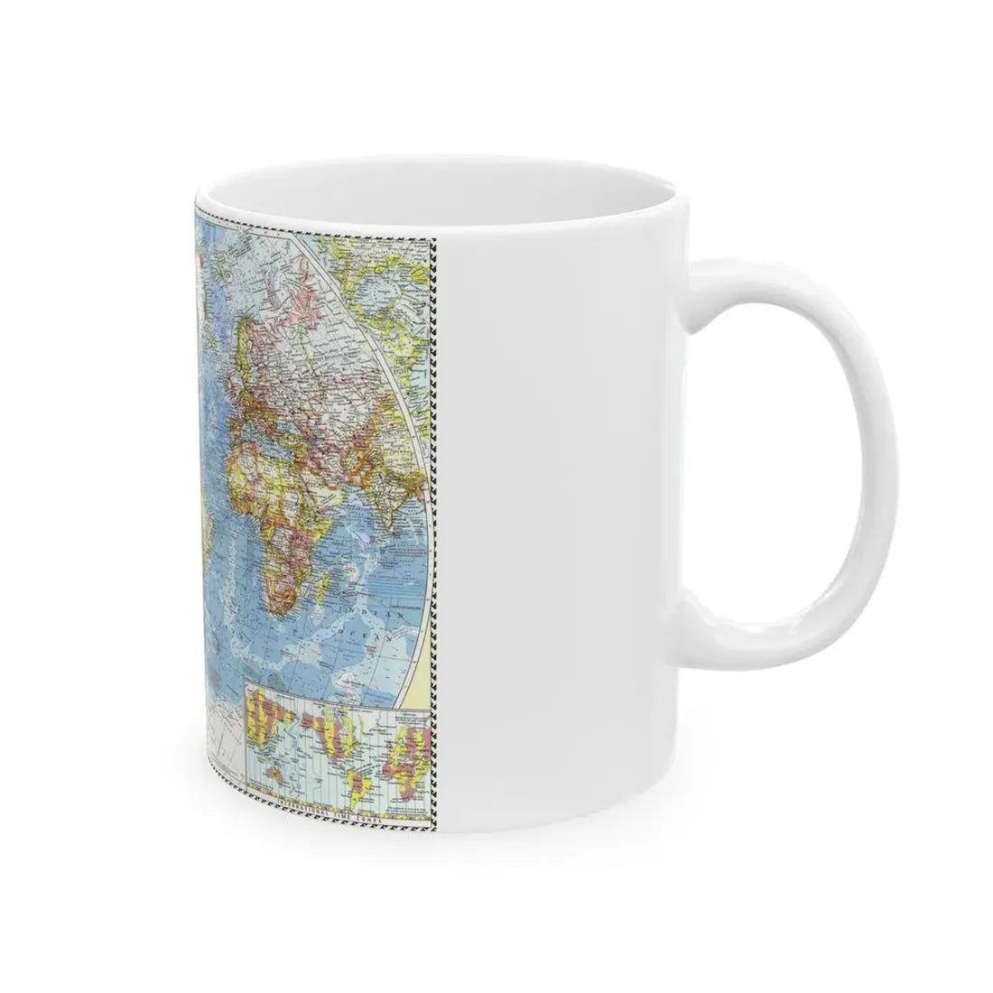 World Map (1960) (Map) White Coffee Mug - Go Mug Yourself