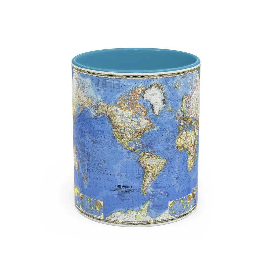World Map (1965) (Map) Accent Coffee Mug 11oz Light Blue - Go Mug Yourself