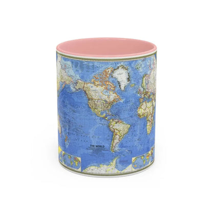 World Map (1965) (Map) Accent Coffee Mug 11oz Pink - Go Mug Yourself