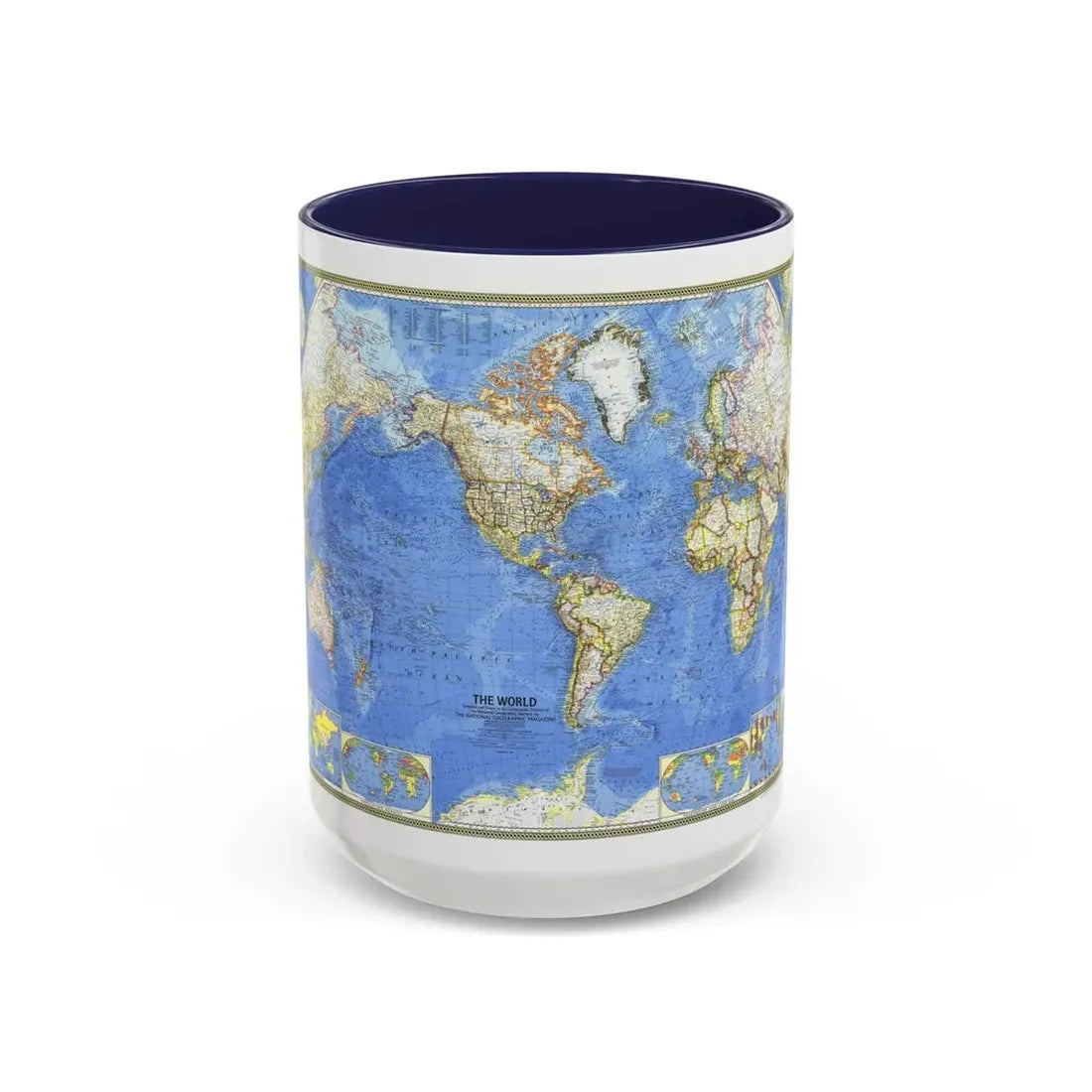 World Map (1965) (Map) Accent Coffee Mug 15oz Navy - Go Mug Yourself