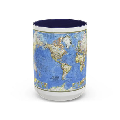 World Map (1965) (Map) Accent Coffee Mug 15oz Navy - Go Mug Yourself