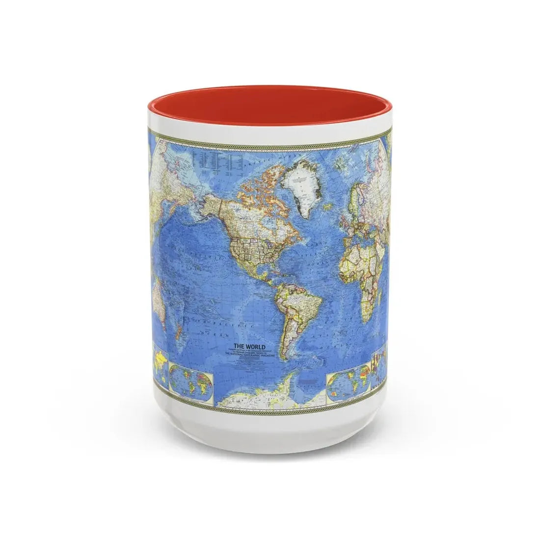 World Map (1965) (Map) Accent Coffee Mug 15oz Red - Go Mug Yourself