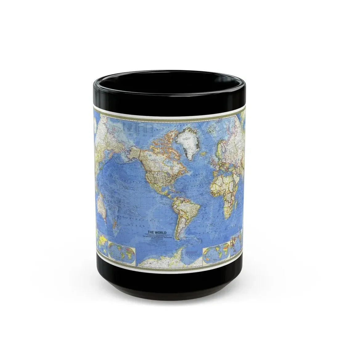 World Map (1965) (Map) Black Coffee Mug 15oz - Go Mug Yourself
