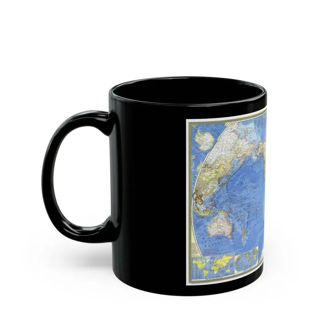 World Map (1965) (Map) Black Coffee Mug - Go Mug Yourself