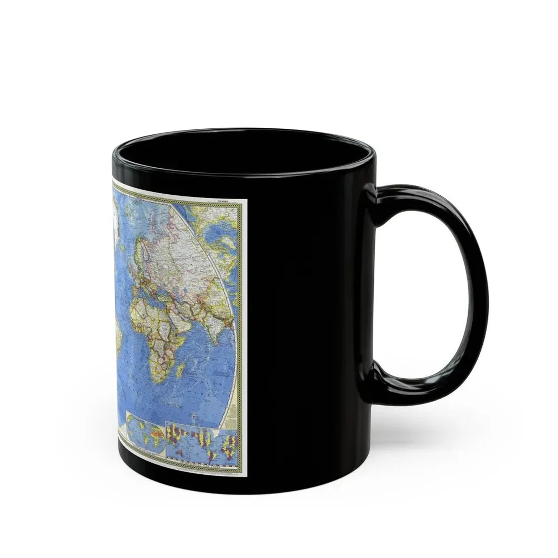 World Map (1965) (Map) Black Coffee Mug - Go Mug Yourself