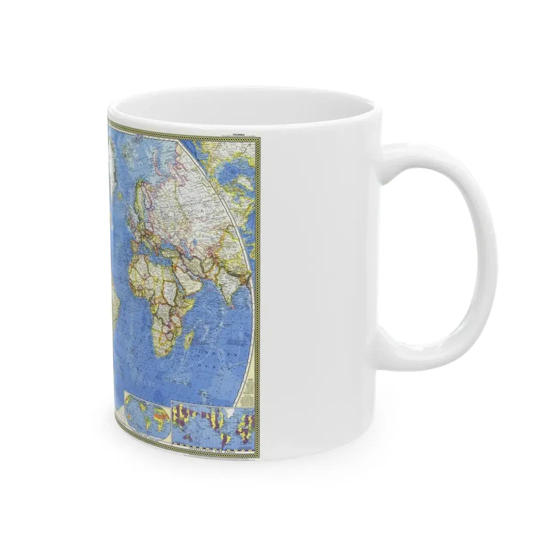 World Map (1965) (Map) White Coffee Mug - Go Mug Yourself