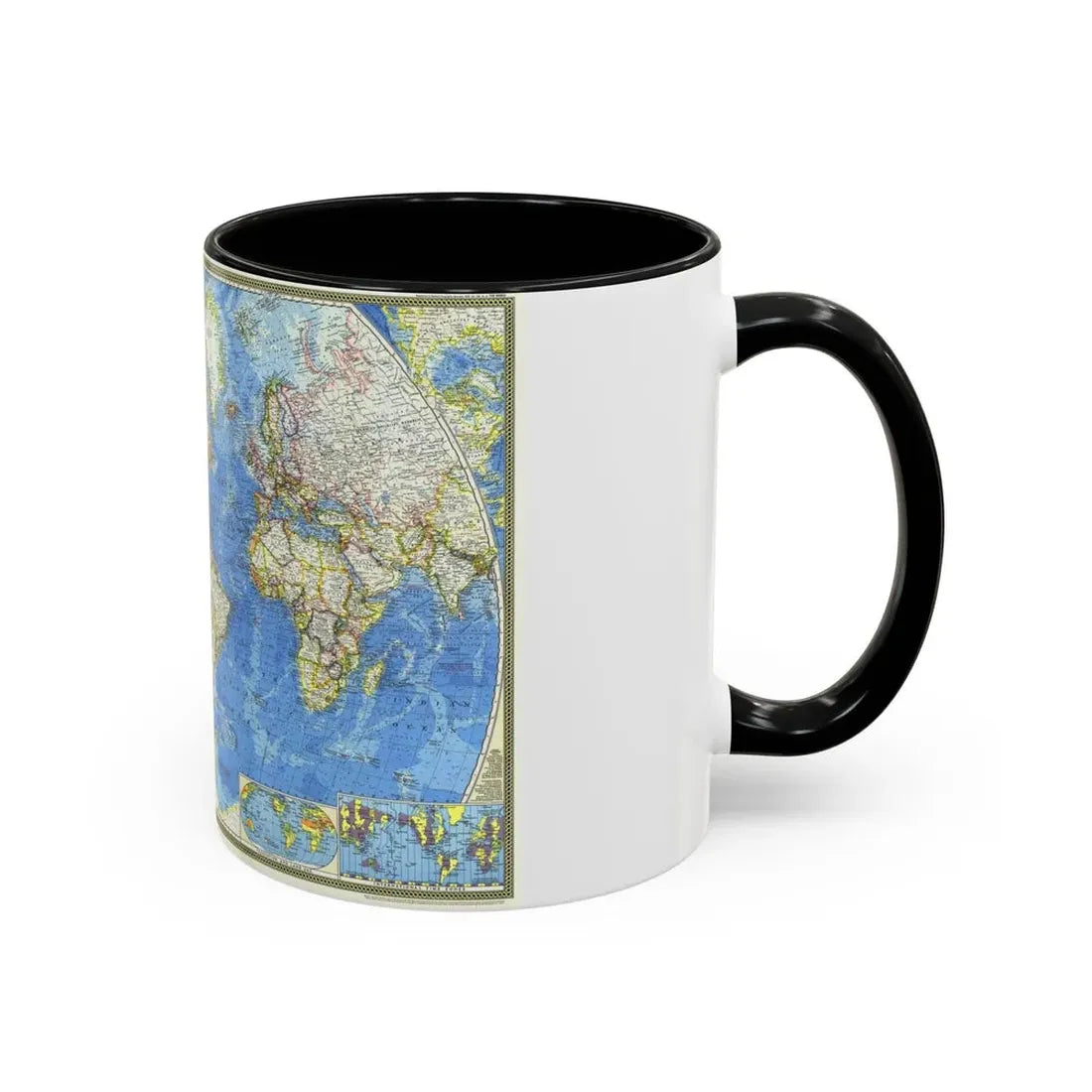 World Map (1970) (Map) Accent Coffee Mug - Go Mug Yourself