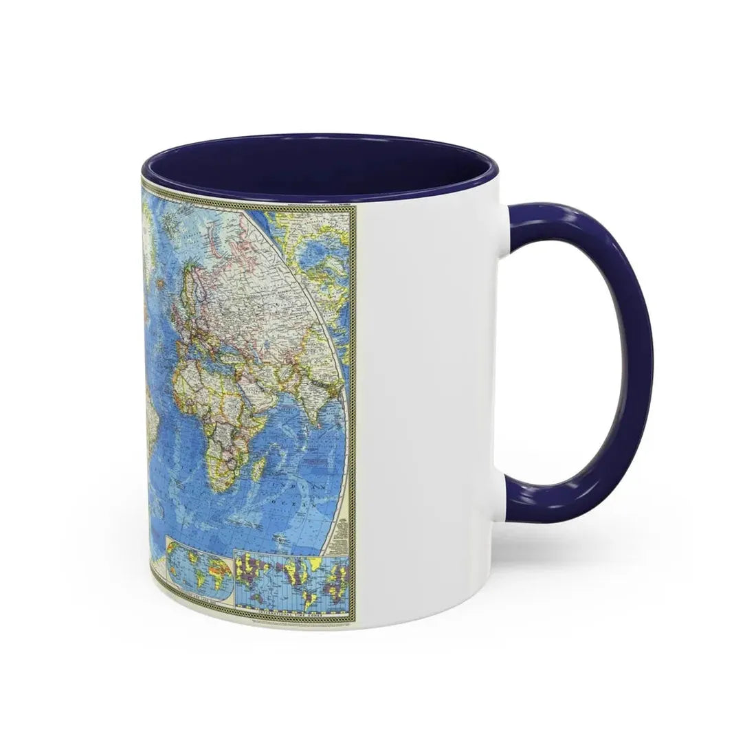 World Map (1970) (Map) Accent Coffee Mug - Go Mug Yourself