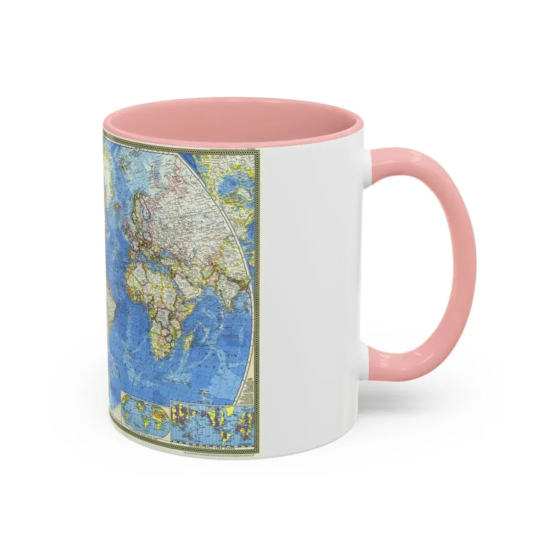 World Map (1970) (Map) Accent Coffee Mug - Go Mug Yourself