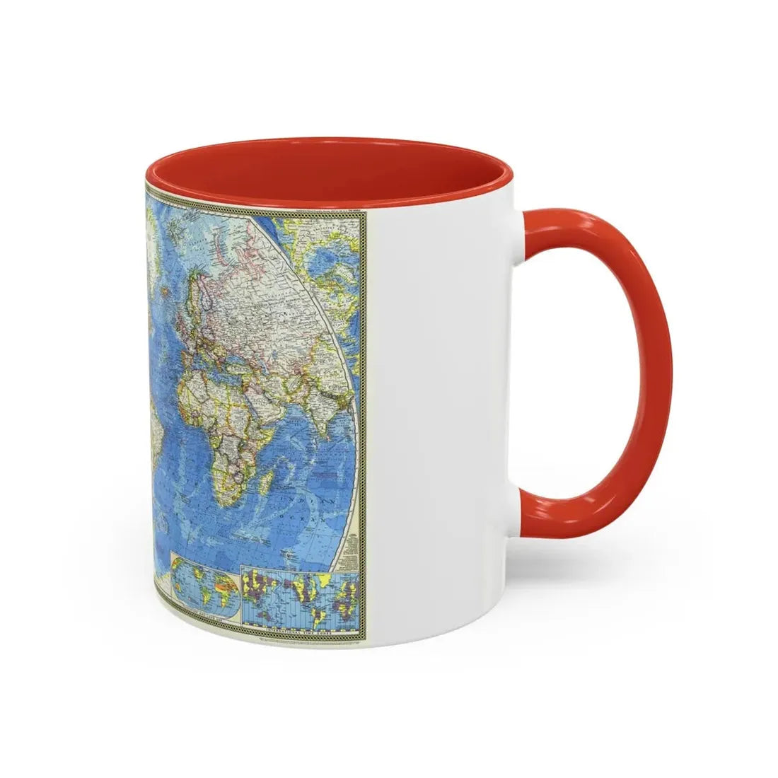 World Map (1970) (Map) Accent Coffee Mug - Go Mug Yourself