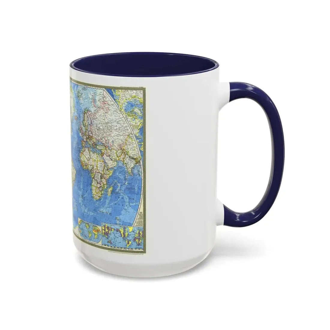 World Map (1970) (Map) Accent Coffee Mug - Go Mug Yourself