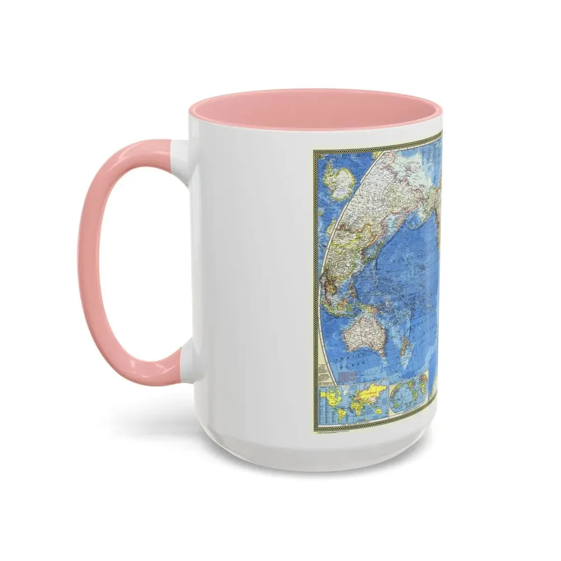 World Map (1970) (Map) Accent Coffee Mug - Go Mug Yourself