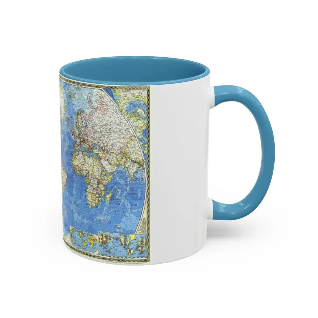 World Map (1970) (Map) Accent Coffee Mug - Go Mug Yourself
