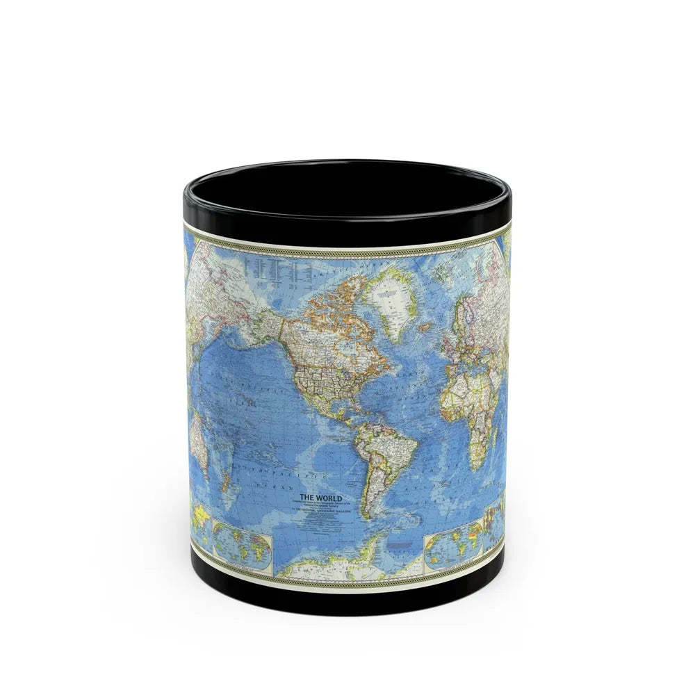 World Map (1970) (Map) Black Coffee Mug-11oz-Go Mug Yourself