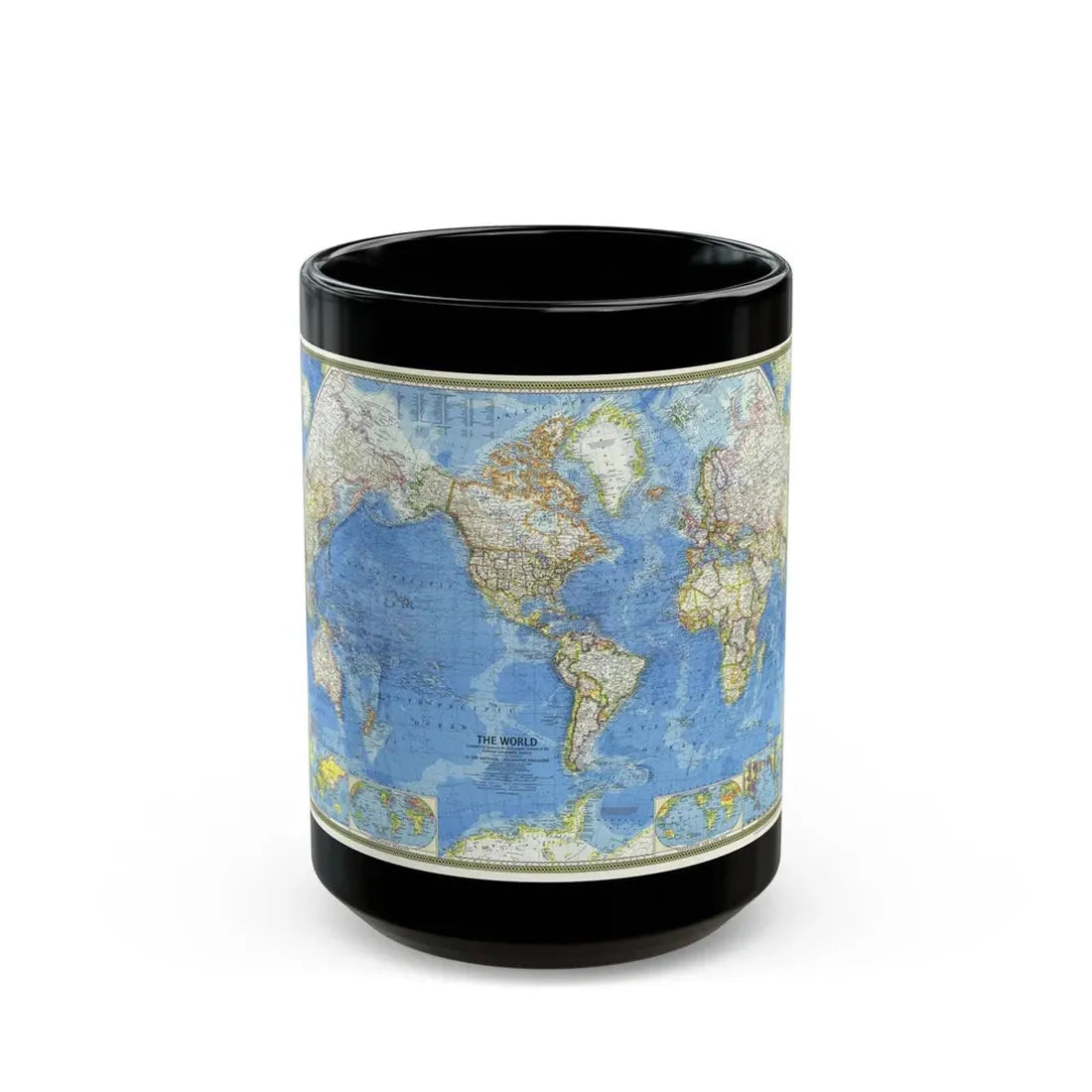 World Map (1970) (Map) Black Coffee Mug 15oz - Go Mug Yourself